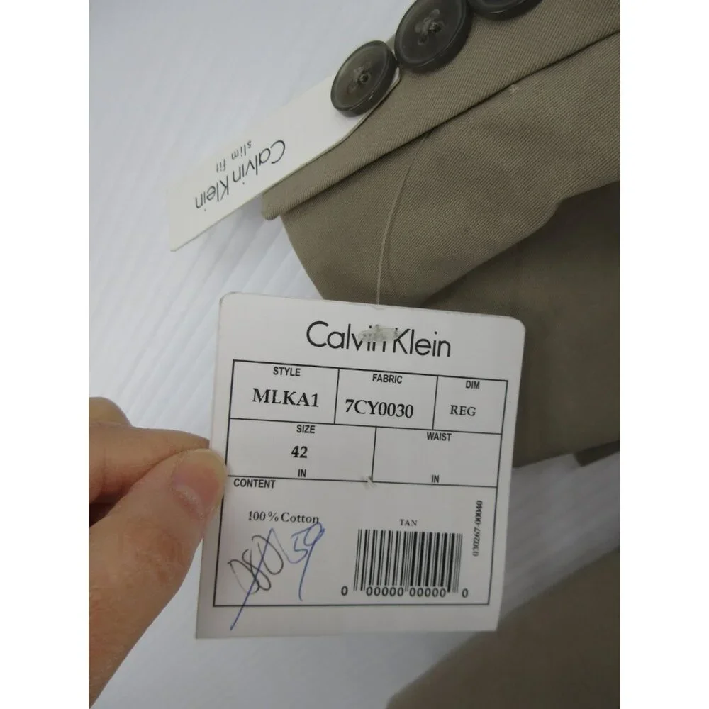 Calvin Klein Sport Coat 42 Tan Blazer Slim Fit Business Canvas NEW